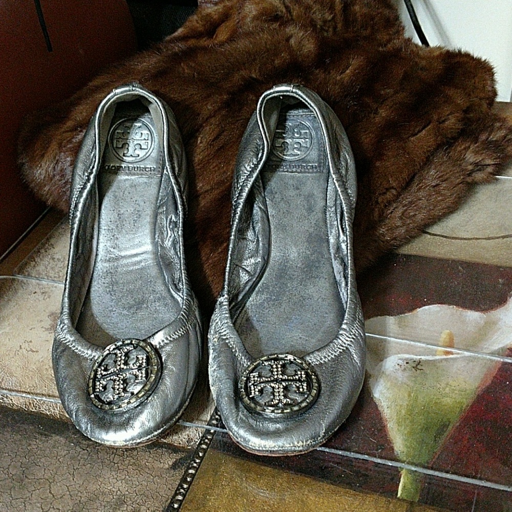 Tory Burch Silver Flats